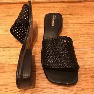 Jeffrey Campbell Black Woven Slide Sandals